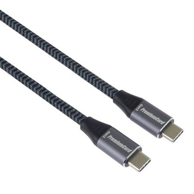 PremiumCord USB-C kabel ( USB 3.2 GEN 2x2, 5A, 100W, 20Gbit/s ) 3m, bavlněný oplet