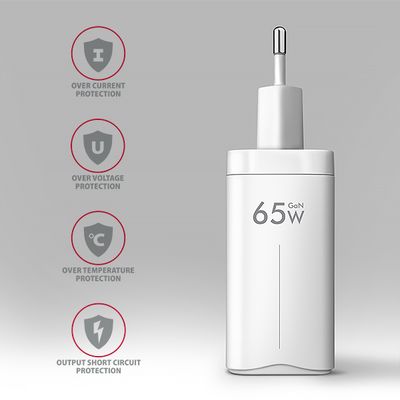 AXAGON ACU-DPQ65W, GaN nabíječka do sítě 65W, 3x port (USB-A + dual USB-C), PD3.0/QC4+/PPS/Apple