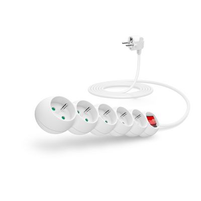 Connect IT prodlužovací kabel 230 V, 5 zásuvek, 3m, s vypínačem (bílý)