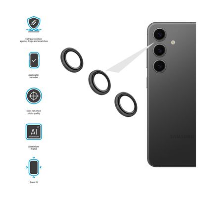 Ochranná skla čoček fotoaparátů FIXED Camera Glass pro Samsung Galaxy S24+, černá