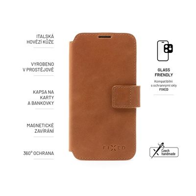 Kožené pouzdro typu kniha FIXED ProFit pro Samsung Galaxy A23, hnědé