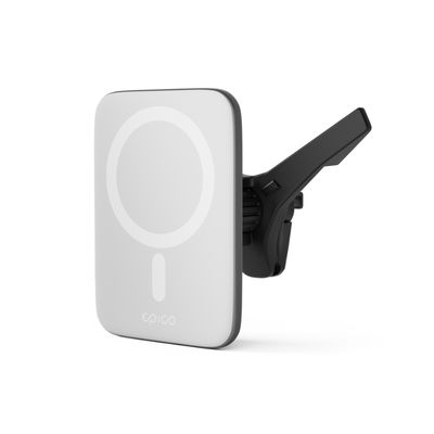 Epico Qi2 Ultrathin Wireless Car Charger MagSafe compatible - stříbrná/bílá