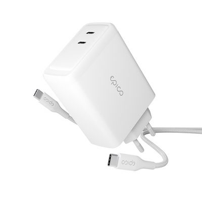 Epico 100W GaN síťová nabíječka + 2m USB-C kabel - bílá