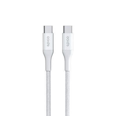 Epico Opletený PD kabel 2m USB-C na USB-C - bílý