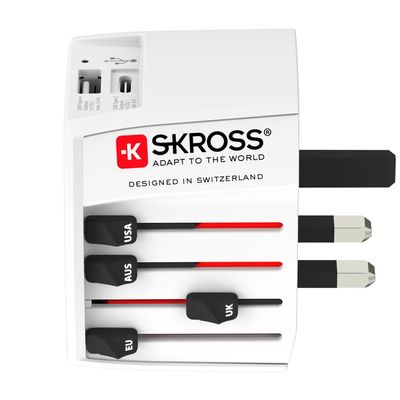 SKROSS cestovní adaptér MUV USB, USB A+C, univerzální pro 150 zemí