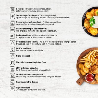 Lauben DualZone® Air Fryer 8000BC - horkovzdušná fritéza