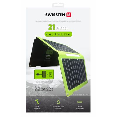 Swissten skládací solární panel 21W