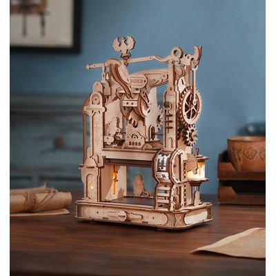 RoboTime 3D dřevěné mechanické puzzle Tiskařský lis