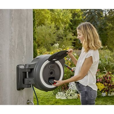 Gardena 18642-55 Nástěnný box na hadici PowerRoll XL, bílý, bez aku