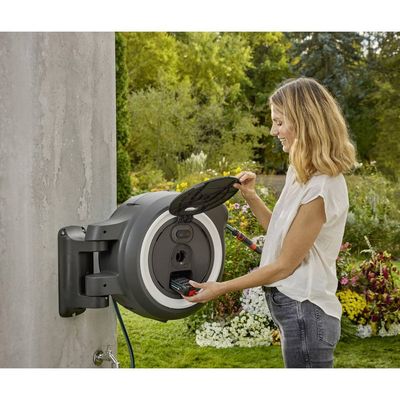Gardena 18642-55 Nástěnný box na hadici PowerRoll XL, bílý, bez aku