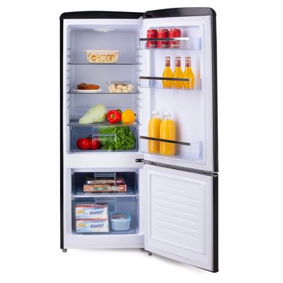 DOMO DO91706R Retro lednice s mrazákem dole 147/44 l, černá