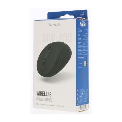 Hama bezdrátová optická myš MW-400 V2, ergonomická, černá