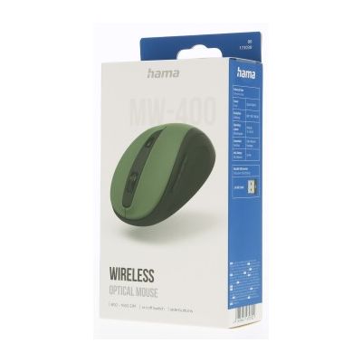 Hama bezdrátová optická myš MW-400 V2, ergonomická, zelená/černá