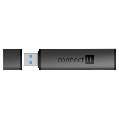 CONNECT IT COMPACT 4v1 USB-A hub + čtečka karet, (2xUSB-A 3.0, 1xSD, 1xMicroSD), externí, ANTRACITOVÁ