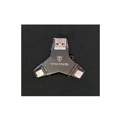 Viking USB Flash disk 3.0 4v1 s koncovkou Lightning/Micro USB/USB/USB-C, 128 GB, černá