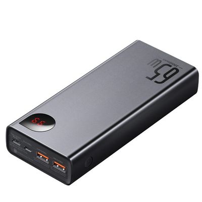 Baseus Adaman Metal Power Banka s digitálním displejem QC + PD 20000mAh 65W, černá + USB-A/USB-C kabel 30cm, černá