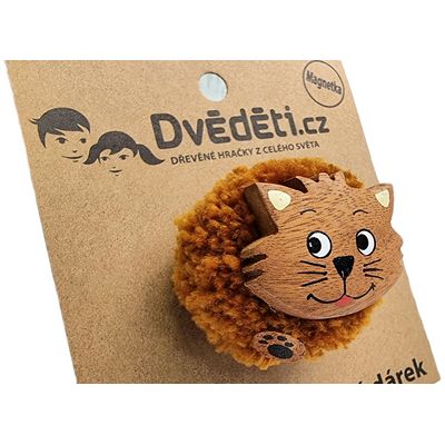 2Kids Toys Dřevěná magnetka velká pompon Kočka