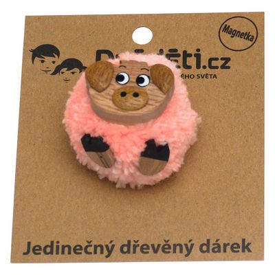 2Kids Toys Dřevěná magnetka velká pompon Prase