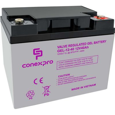 Conexpro baterie gelová, 12V, 40Ah, životnost 10-12 let, M6, Deep cycle