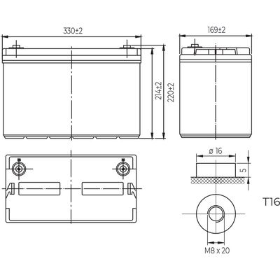 Conexpro baterie gelová, 12V, 100Ah, životnost 10-12 let, M8, Deep cycle