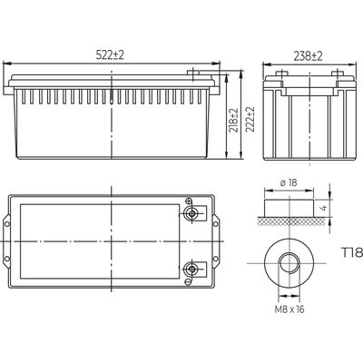 Conexpro baterie gelová, 12V, 200Ah, životnost 10-12 let, M8, Deep cycle