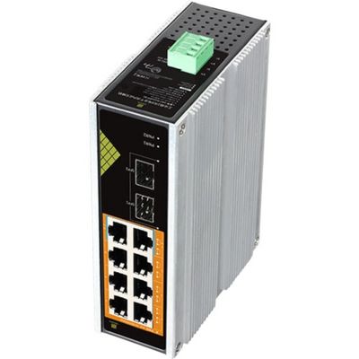 Conexpro GNT-IG1210FP-DC, Průmyslový PoE switch na DIN lištu, 8x LAN, 8x PoE, 2x SFP