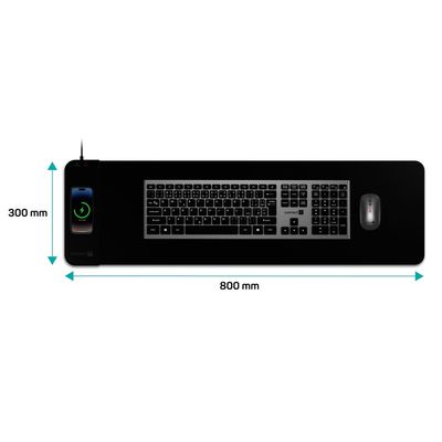 CONNECT IT CHARGE podložka pod klávesnici a myš s nabíjením, vel. L (800 × 300 mm)