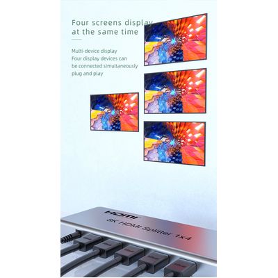 PremiumCord HDMI 2.1 splitter 1-4 porty, 8K@60Hz, 4K@120Hz, 1080p, HDR