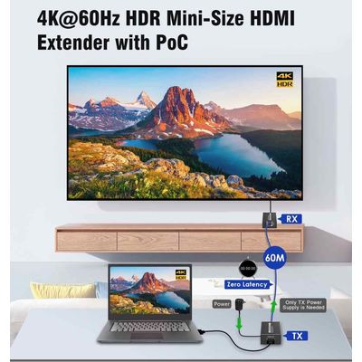 PremiumCord 4Kx2K@60Hz HDMI2.0 extender na 60m přes jeden kabel Cat6/6a/7