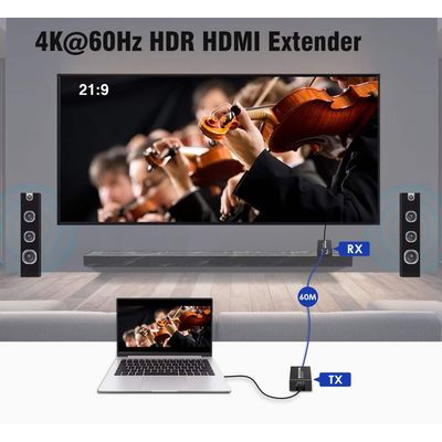PremiumCord 4Kx2K@60Hz HDMI2.0 extender na 60m přes jeden kabel Cat6/6a/7