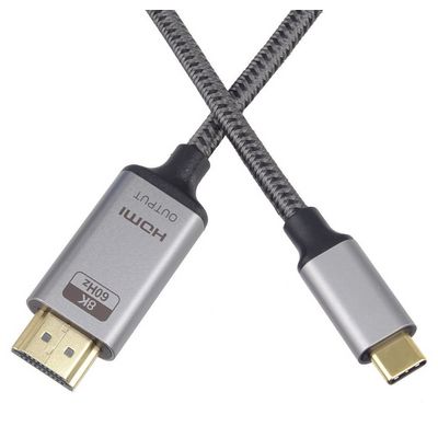 PremiumCord USB-C na HDMI kabel 2m rozlišení obrazu 8K@60Hz,4K@144Hz Aluminium