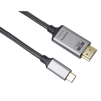 PremiumCord USB-C na HDMI kabel 2m rozlišení obrazu 8K@60Hz,4K@144Hz Aluminium