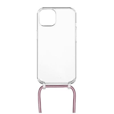 Pouzdro FIXED Pure Neck s růžovou šňůrkou na krk pro Apple iPhone 14 Plus