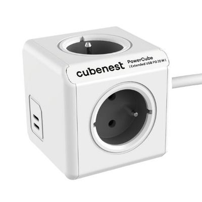 Cubenest PowerCube Extended USB C+C PD 35 W 1,5 m - šedá