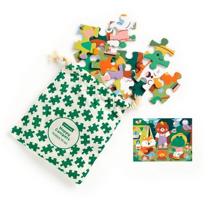 Mudpuppy Puzzle Veselí kempaři v látkovém pytlíku 36 dílků