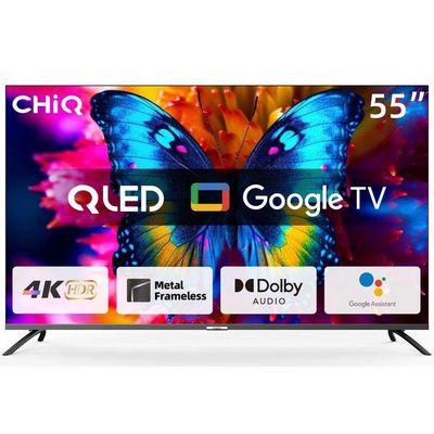 CHiQ U55QM8E TV 55, UHD, QLED, smart, Google TV, dbx-tv, Dolby Audio, Frameless