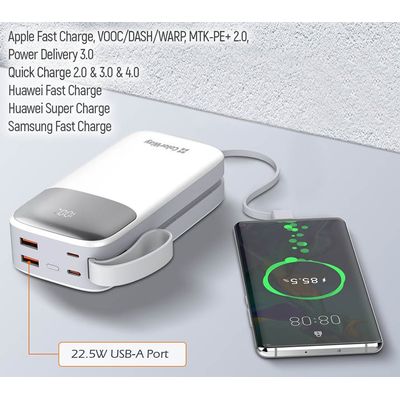 ColorWay powerbanka 30 000mAh, 1x USB QC3.0/ USB-C/ Lightning/ 22,5W/ Bílá