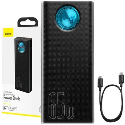 Power banka Baseus Amblight QC 30000mAh 65W černá s kabelem USB-C - USB-C 1m