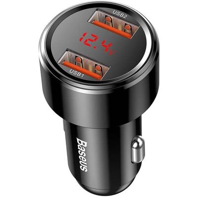 Nabíječka do auta Baseus Magic 2x USB 45W 6A s displejem černá