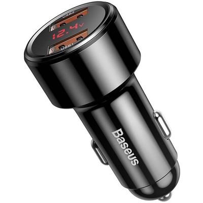 Nabíječka do auta Baseus Magic 2x USB 45W 6A s displejem černá