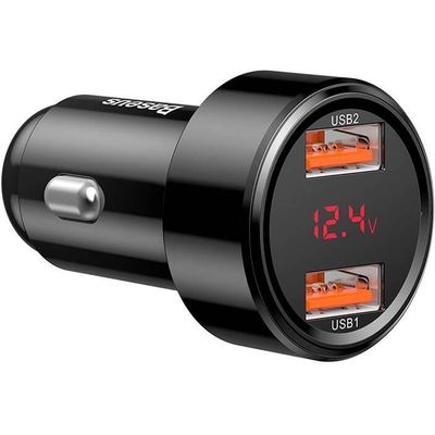 Nabíječka do auta Baseus Magic 2x USB 45W 6A s displejem černá