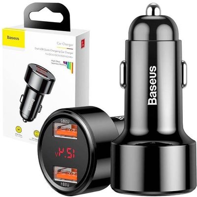 Nabíječka do auta Baseus Magic 2x USB 45W 6A s displejem černá