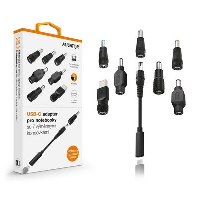 USB-C adaptér pro notebooky a ultrabooky se 7 výměnnými koncovkami
