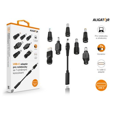USB-C adaptér pro notebooky a ultrabooky se 7 výměnnými koncovkami