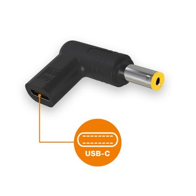 USB-C napájecí redukce 5,5x2,5 mm pro notebooky Acer/Asus/HP/Lenovo/Toshiba