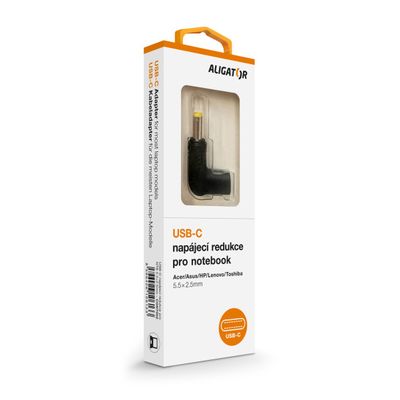 USB-C napájecí redukce 5,5x2,5 mm pro notebooky Acer/Asus/HP/Lenovo/Toshiba