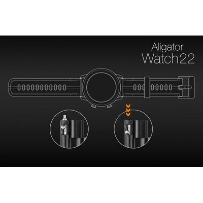Aligator kovový řemínek 22mm, stříbrný