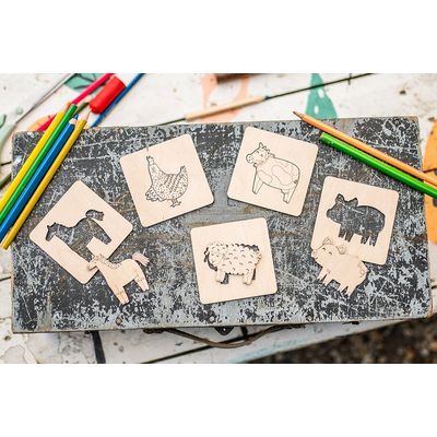 BeWooden Lišácké vkládací puzzle 4 v1 - Farma