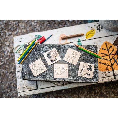 BeWooden Lišácké vkládací puzzle 4 v1 - Divočina