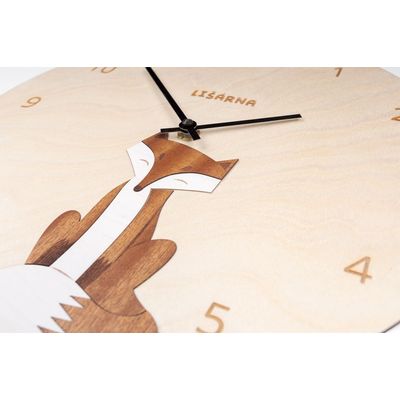 BeWooden Dřevěné hodiny Fox Clock
